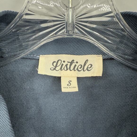 Listicle Lightweight Sz Small Periwinkle/Blue Button Up Boutique Bomber Jacket - Picture 6 of 10